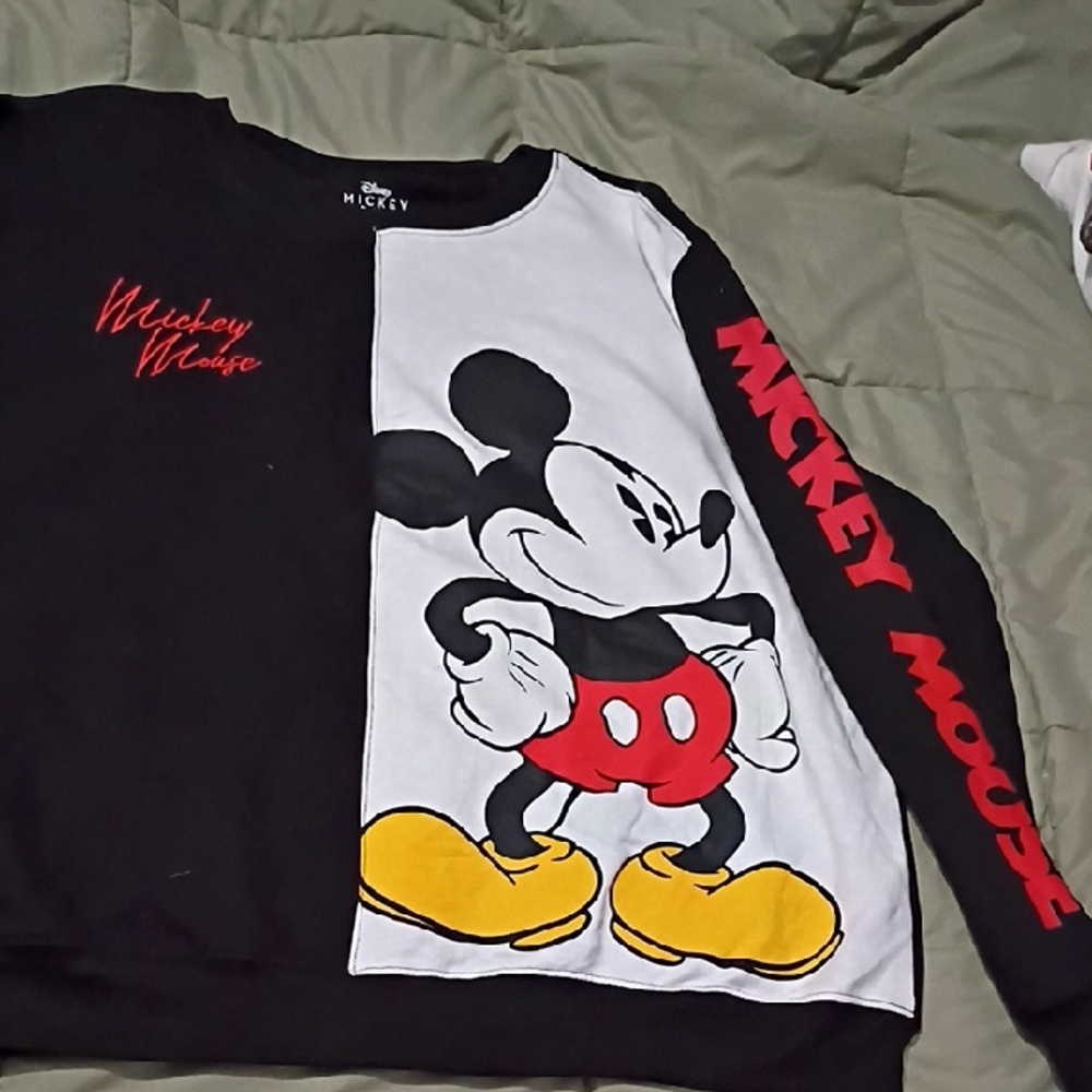 Disney Black Graphic Mickey Mouse Pullover with White Logo